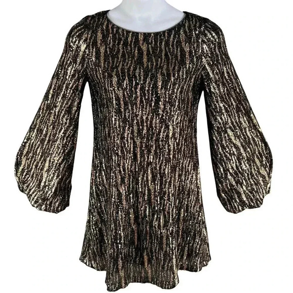 Betsy Adam Womens 10 Metallic Sequined Long Sleeve Mini Cocktail Party Dress - Picture 7 of 15